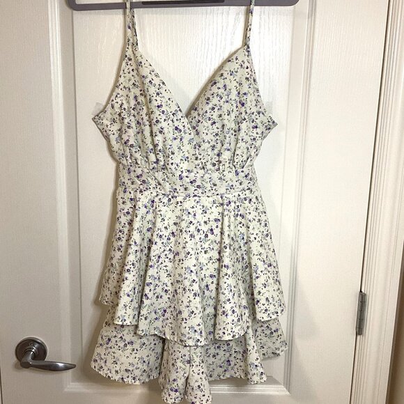 Forever 21 Women's Baby Doll One Piece Romper Ruffles Adjustable Straps Floral - Picture 1 of 13